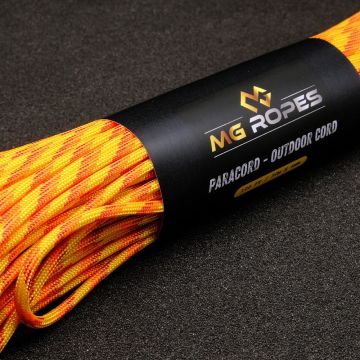 Ropes Polyester Paracord İp 4 mm Sarı Turuncu Desen 30 Metre