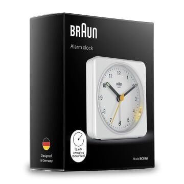 BRAUN BC03W BEYAZ KLASİK SEYAHAT ANALAOG ALARMLI MASA SAATİ