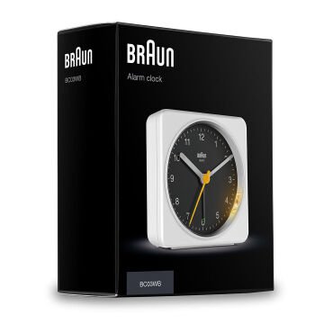 BRAUN BC03WB BEYAZ-SİYAH KLASİK SEYAHAT ANALAOG ALARMLI MASA SAATİ