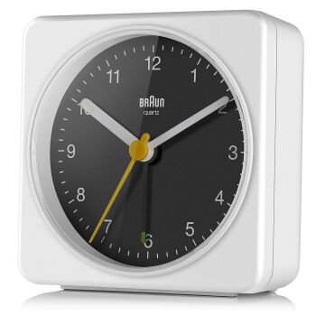 BRAUN BC03WB BEYAZ-SİYAH KLASİK SEYAHAT ANALAOG ALARMLI MASA SAATİ