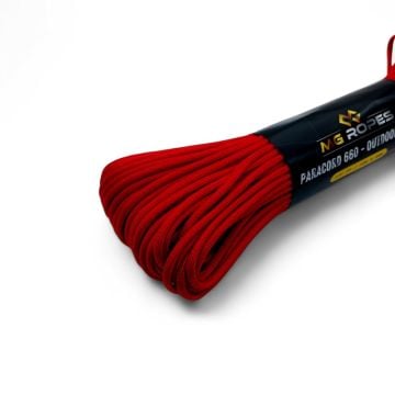 Ropes Polyester Paracord İp 4 mm Kırmızı 30 Metre
