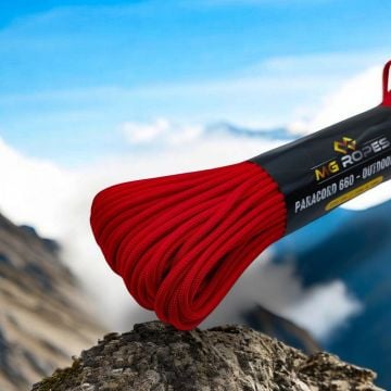 Ropes Polyester Paracord İp 4 mm Kırmızı 30 Metre