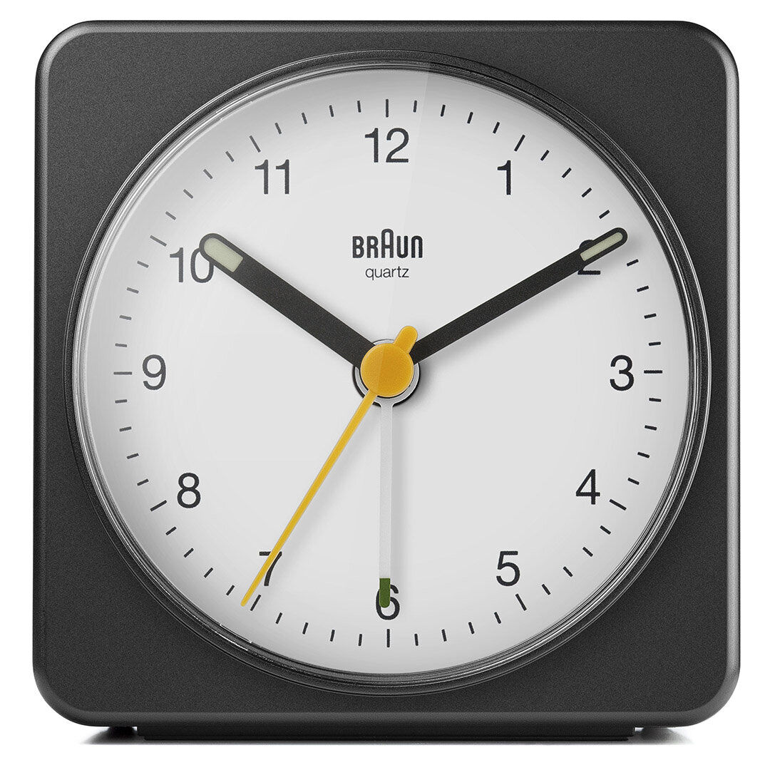 BRAUN BC03BW SİYAH-BEYAZ KLASİK SEYAHAT ANALAOG ALARMLI MASA SAATİ