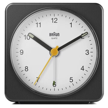 BRAUN BC03BW SİYAH-BEYAZ KLASİK SEYAHAT ANALAOG ALARMLI MASA SAATİ