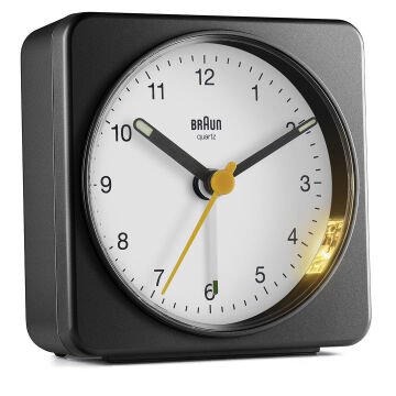 BRAUN BC03BW SİYAH-BEYAZ KLASİK SEYAHAT ANALAOG ALARMLI MASA SAATİ