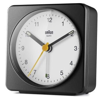 BRAUN BC03BW SİYAH-BEYAZ KLASİK SEYAHAT ANALAOG ALARMLI MASA SAATİ
