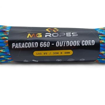 Ropes Polyester Paracord İp 4 mm Saks Mavi Desenli 30 Metre