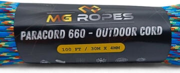 Ropes Polyester Paracord İp 4 mm Saks Mavi Desenli 30 Metre