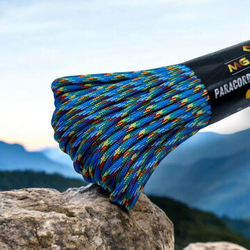 Ropes Polyester Paracord İp 4 mm Saks Mavi Desenli 30 Metre