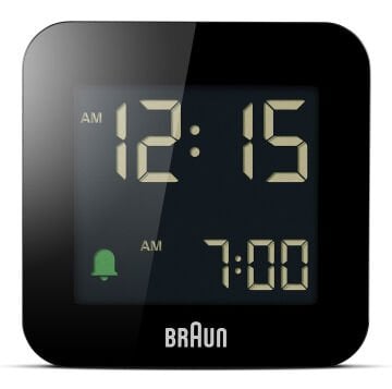 BRAUN BC08B SİYAH KLASİK SEYAHAT DİJİTAL ALARMLI MASA SAATi