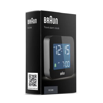 BRAUN BC08B SİYAH KLASİK SEYAHAT DİJİTAL ALARMLI MASA SAATi