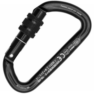 Kong Trapper Siyah Vidalı Screw Sleeve Kilitli 23 kN Alüminyum D Karabina EN 362/B EN 12275/B UIAA EAC 789IA0NNNKK