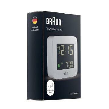 BRAUN BC08G GRİ KLASİK SEYAHAT DİJİTAL ALARMLI MASA SAATİ