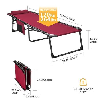 Kingcamp Berlin Classic Cot Kırmızı Şezlong