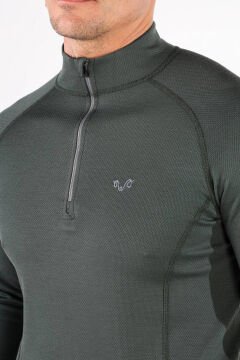 Woolona Halldor Erkek Yeşil Uzun Kollu Fermuarlı %100 Yün Termal İçlik