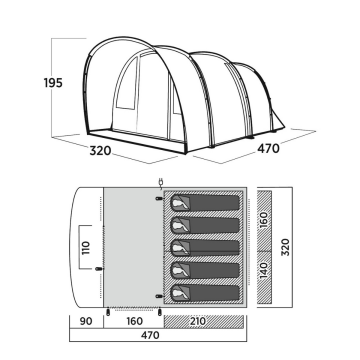 Easy Camp Skarvan 5 Blackroom 15 M² & 5 Kişilik Yüksek Aile Çadırı