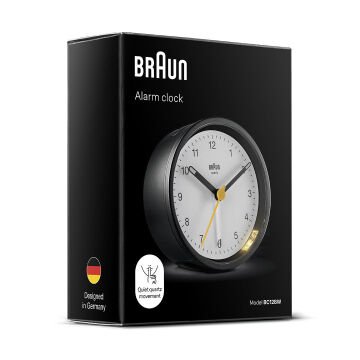 BRAUN BC12BW SİYAH-BEYAZ KLASİK ANALOG ALARMLI MASA SAATİ