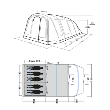 Outwell Tennessee 5 Air 22 M² 5 Kişilik Premium Şişme Çadır