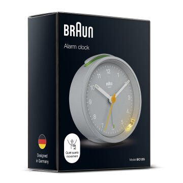BRAUN BC12G GRİ KLASİK ANALOG ALARMLI MASA SAATİ