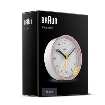 BRAUN BC12PW PEMBE-BEYAZ KLASİK ANALOG ALARMLI MASA SAATİ