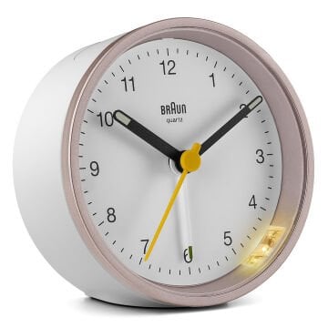 BRAUN BC12PW PEMBE-BEYAZ KLASİK ANALOG ALARMLI MASA SAATİ