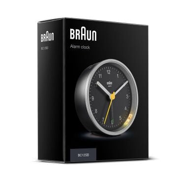 BRAUN BC12SB GÜMÜŞ-SİYAH KLASİK ANALOG ALARMLI MASA SAATİ