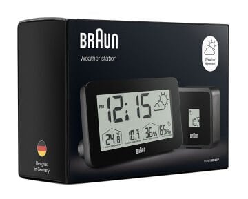 BRAUN BC13BP SİYAH DİJİTAL HAVA DURUMU ALARMLI MASA SAATİ