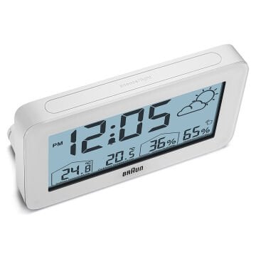 BRAUN BC13WP BEYAZ DİJİTAL HAVA DURUMU ALARMLI MASA SAATİ