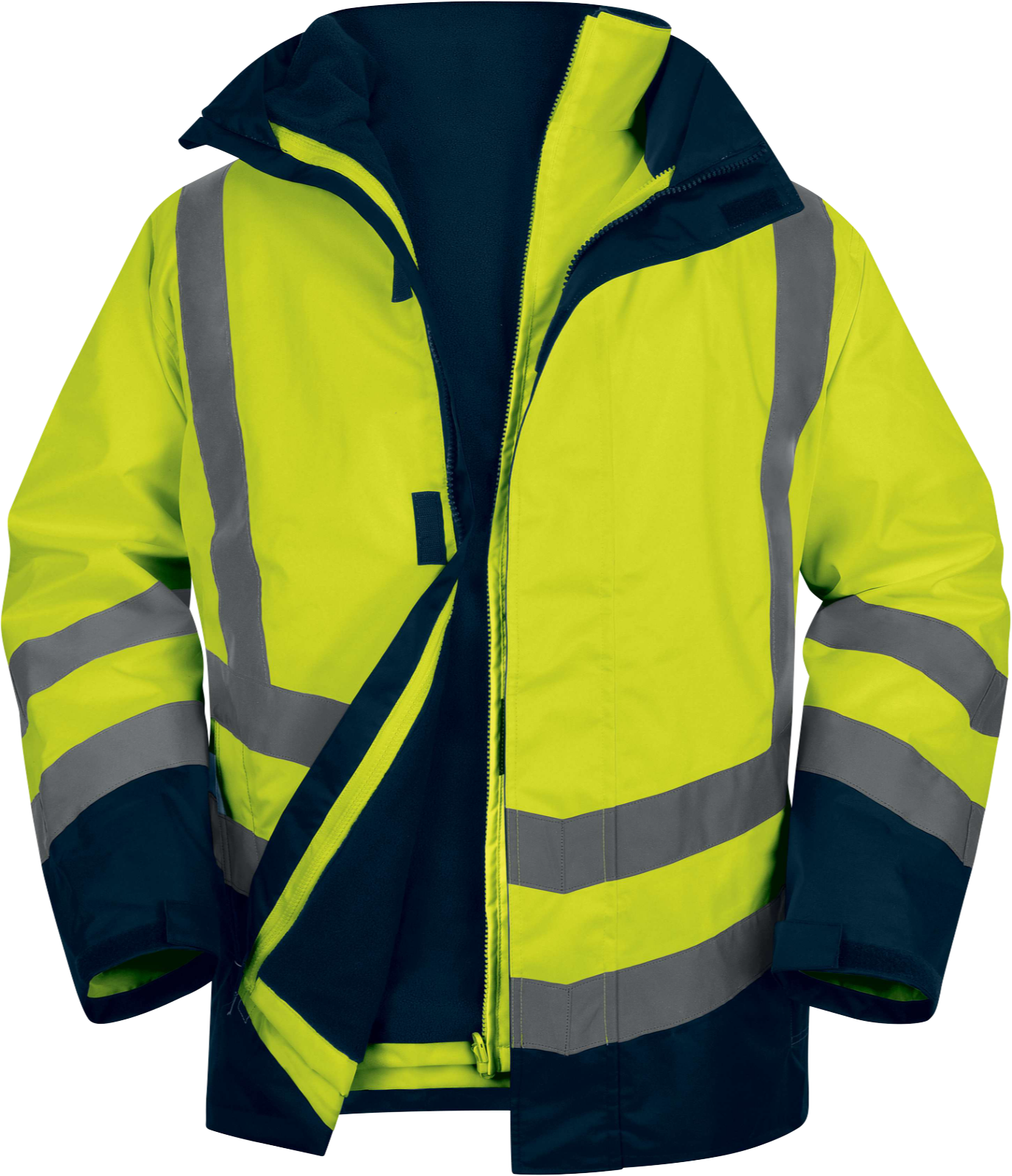 Delta Plus OPTIMUM3 Fosforlu Sarı-Lacivert ve Fosforlu Turuncu-Lacivert 5’i 1 Arada Su Geçirmez Reflektif Parka EN ISO 20471 EN 342 EN 343 EN ISO 13688