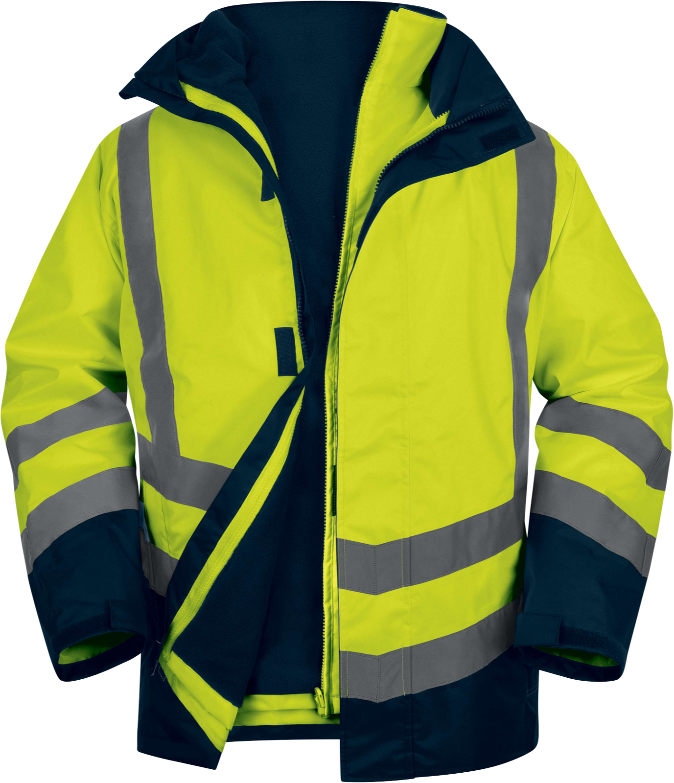 Delta Plus OPTIMUM3 Fosforlu Sarı-Lacivert ve Fosforlu Turuncu-Lacivert 5’i 1 Arada Su Geçirmez Reflektif Parka EN ISO 20471 EN 342 EN 343 EN ISO 13688