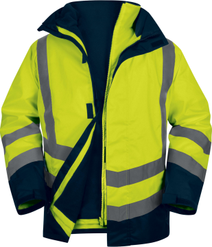 Delta Plus OPTIMUM3 Fosforlu Sarı-Lacivert ve Fosforlu Turuncu-Lacivert 5’i 1 Arada Su Geçirmez Reflektif Parka EN ISO 20471 EN 342 EN 343 EN ISO 13688