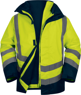 Delta Plus OPTIMUM3 Fosforlu Sarı-Lacivert ve Fosforlu Turuncu-Lacivert 5’i 1 Arada Su Geçirmez Reflektif Parka EN ISO 20471 EN 342 EN 343 EN ISO 13688