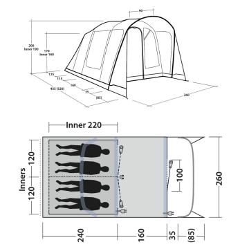 Outwell Monterey 4 Air 13 M² Blackroom 4 Kişilik Premium Şişme Çadır