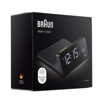 BRAUN BC21BEU SİYAH DİJİTAL KABLOSUZ ŞARJLI ALARMLI MASA SAATi
