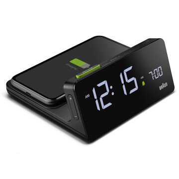 BRAUN BC21BEU SİYAH DİJİTAL KABLOSUZ ŞARJLI ALARMLI MASA SAATi