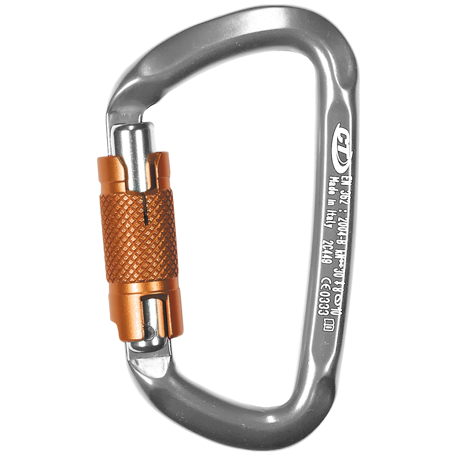 Skylotec D Shape Wg Gri Turuncu Gümüş 20 mm Twistlock Otomatik Kilitli D Tipi Alüminyum Karabina EN 362 B EN 12275