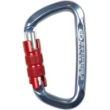 Skylotec D Shape Tg Mavi 19 mm Trilock Otomatik Kilitli D Tipi Alüminyum Karabina EN 362 B EN 12275 B UIAA 121