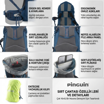 Pinguin Fly 35 Siyah Sırt Çanta