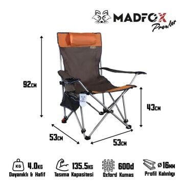 Madfox Prowler 3 Kademeli Yatabilen Kamp Sandalyesi