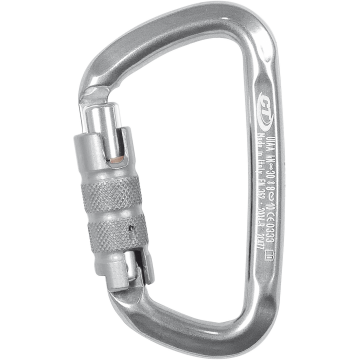 Skylotec D Shape Tg Gümüş Gri 19 mm Trilock Otomatik Kilitli D Tipi Alüminyum Karabina EN 362 B EN 12275 B UIAA 121