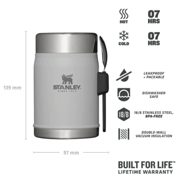 Stanley Klasik Paslanmaz Çelik Yemek Termosu Kaşıklı 0,40 LT Koyu Beyaz