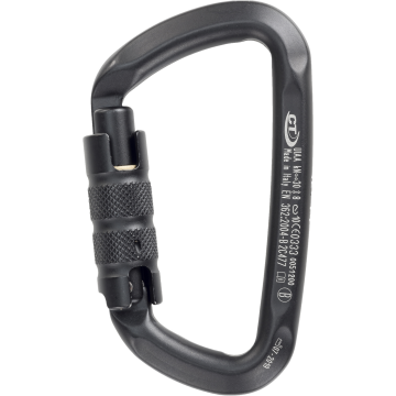 Skylotec D Shape Tg Siyah 19 mm Trilock Otomatik Kilitli D Tipi Alüminyum Karabina EN 362 B EN 12275 B UIAA 121
