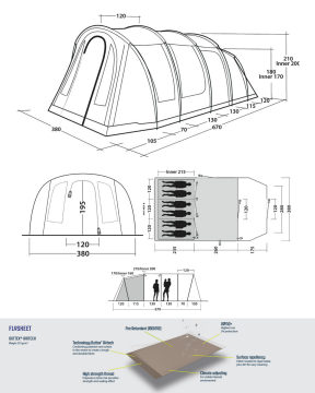 Outwell Edmonds 6 TC Premium 26 M² & 6 Kişilik Polycotton Nefes Alan Premium Yüksek Aile Çadırı