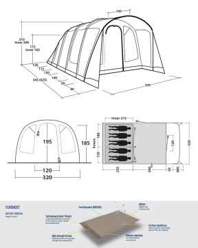 Outwell Ohio 5 TC Premium 20 M² & 5 Kişilik Polycotton Nefes Alan Premium Yüksek Aile Çadırı