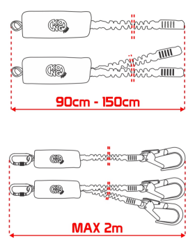 KONG EAW Y SET QUEEDY ANSI Çift Kollu Elastik Enerji Emicili Lanyard 150 Cm