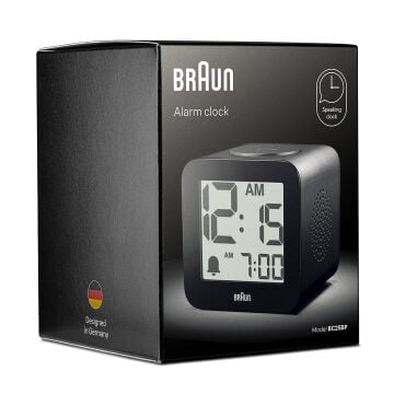 BRAUN BC25BP SİYAH TIME SPEAKING DİJİTAL ALARMLI MASA SAATi