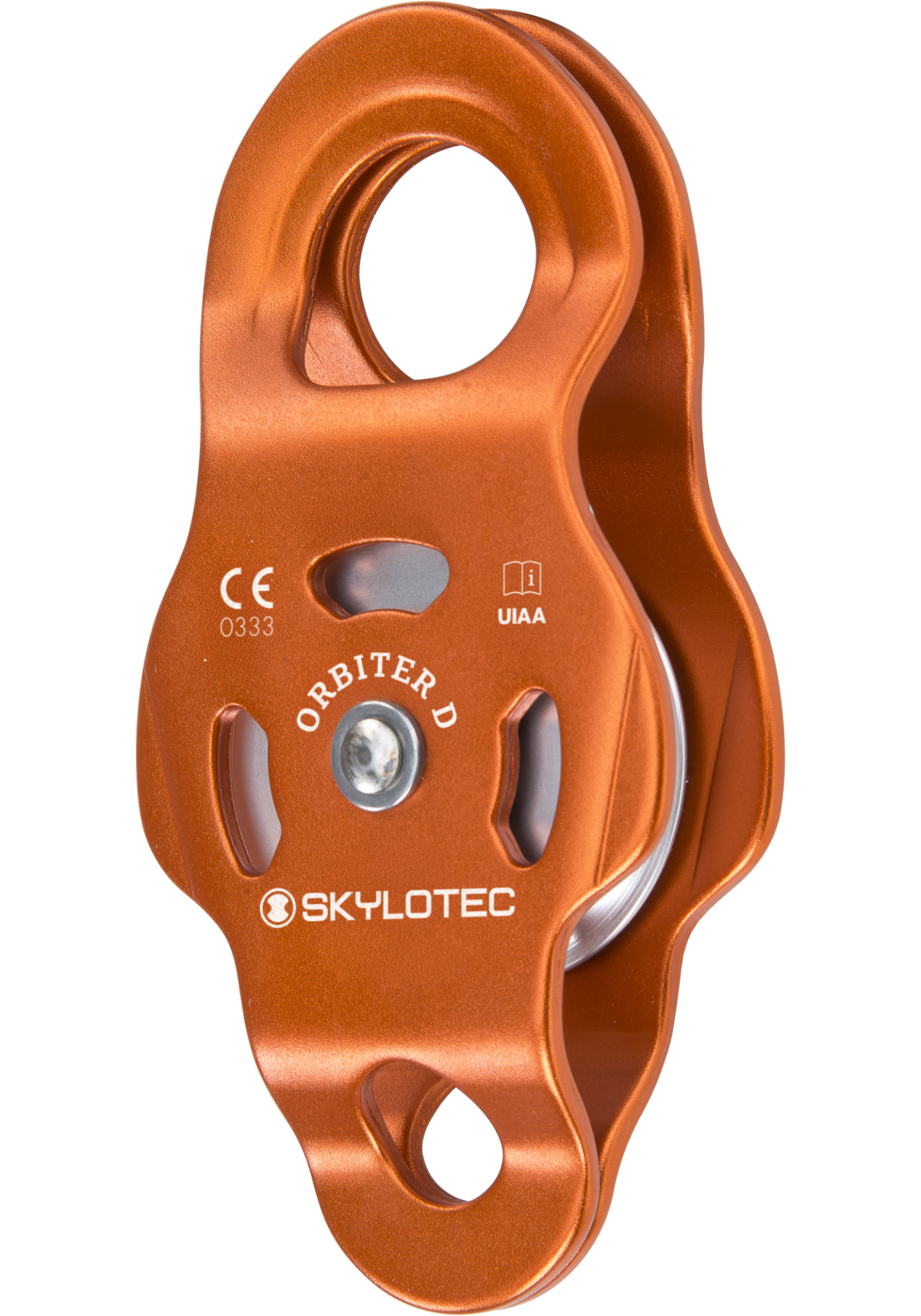 Skylotec Orbiter D Turuncu 13 mm Halat Uyumlu Bilyalı Rulmanlı Tekli Alüminyum Tırmanış Makarası EN 12278