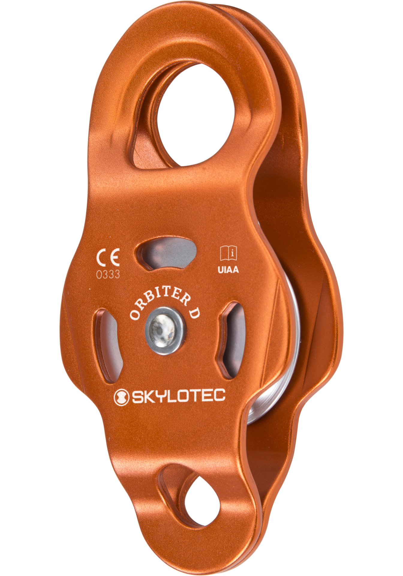 Skylotec Orbiter D Turuncu 13 mm Halat Uyumlu Bilyalı Rulmanlı Tekli Alüminyum Tırmanış Makarası EN 12278