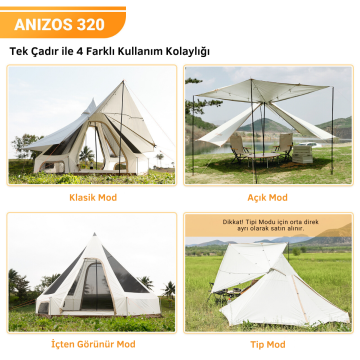 KingCamp ANIZO S 320 Canvas Kanvas Tipi Glamping Çadır