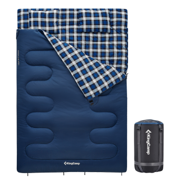 KingCamp Snowflake 300-D Ultra -13 Derece Double Çift Kişilik Yastıklı Uyku Tulumu Navy